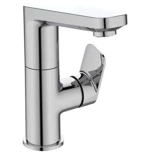 Chromfarbene Armatur von Ideal Standard mit einem hohen Auslauf und einem seitlichen Hebel zur Steuerung des Wasserflusses.